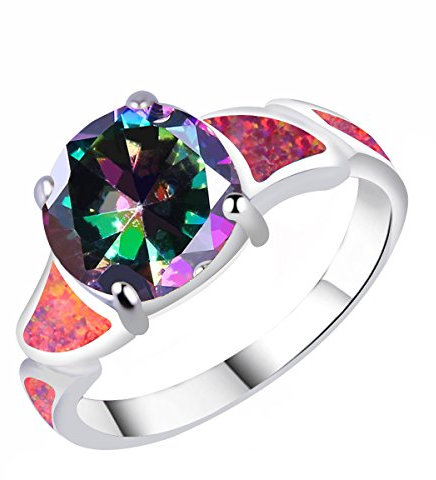 KELITCH 925 Sterling Silber Kristall Ringe Handgefertigt Opal Ringe Freundschaft Charme Ringe Zum Mädchen Frau