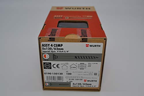 Würth Assy 4 CSMP Spanplattenschraube 5x120mm, 100 Stk/Pack, Stahl verzinkt, Teilgewinde, Senkkopf RW 20