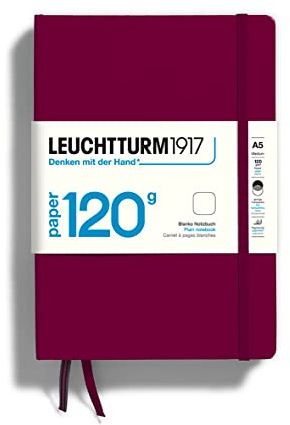 LEUCHTTURM1917 364425 Libreta de notas Medium (A5), EDITION 120, Tapas duras, 203 páginas numeradas, Port Red, Lisa