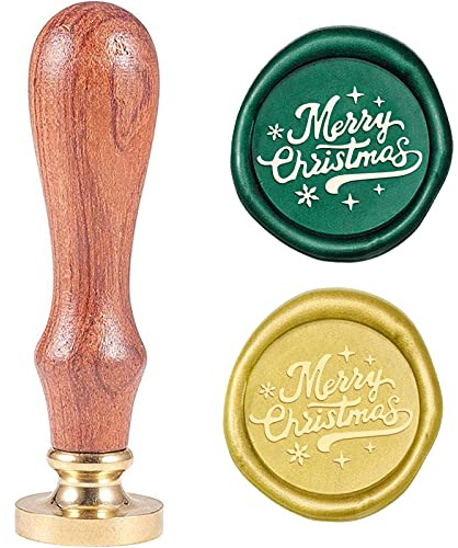 CRASPIRE Weihnachtstag Siegelwachsstempel Schneeflocke X'MAS EVE Wachssiegel-Stempelkopf Mit Holzgriff Für Weihnachtseinladungen, Umschläge, Karten, Geschenkdekoration