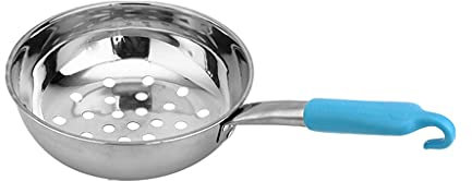 WRLRUILIAN Espresso Spoons Kitchen Skimmer Spoon Open Hole Spoon with Long Handle Pasta Strainer Skimmer Spoon Stainless Steel Oil Filter Spoon Strainer Soup Spoon 3 pieces Tea Spoons (Size : Small)