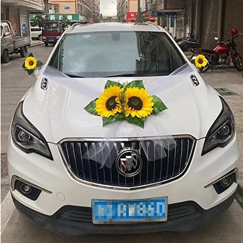 Egurs Autoschmuck Braut Paar Rose Deko Dekoration Auto Schmuck Hochzeit Car Wedding Girlande Hochzeitsdeko Auto Blumenschmuck Hochzeitsschmuck Hochzeitsauto Deko für Hochzeit Party Sonnenblume | Elegante Rosenoptik, Hochzeit Party Zubehör, Romantische Gestaltung, Einfache Befestigung, Wiederverwendbarer Schmuck