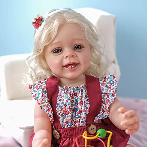 Zero pam Reborn Puppe vollsilikon 22 Zoll waschbar Silikon Baby Mädchen Babypuppe Wie Echtes Baby Mit Blonden Haaren