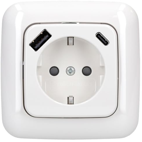 Busch-Jaeger 1x USBA-C-Set alpinweiß: 20 EUCB2USBAC-214 USB-Steckdose + 2511-214 1-fach Rahmen