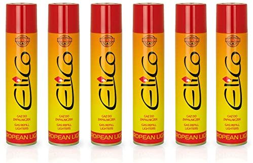 Lighter Feuerzeug Gas Nachfüller - Feuerzeuggas zum Nachfüllen, Butangas für Flambierbrenner, Sturmfeuerzeuge, Stabfeuerzeuge, Jetflammen – Butangas Nachfüllflasche mit Adapter (6 x 300ml)