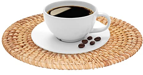 Tovaglietta Rotonda Intrecciata, Tovaglietta Isolante Caldo in Treccia di Rattan Naturale, Tovagliette da Tavolo da Cucina Sottopentola Resistenti al Calore Per Vasi Grandi Piatti Caldi Pentola(18cm)