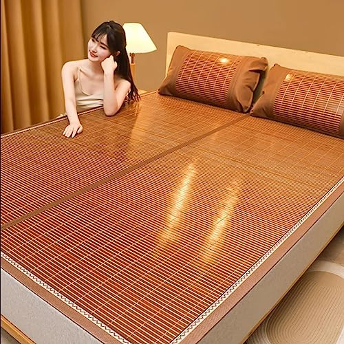 Stuoia Di Bambù Per Letto, Uso Su Due Lati/Traspirante/Liscio, Stuoie Di Sonno Di Estate Da 120/150/180/200 Cm Per Ufficio, Hotel, Materasso Raffreddamento In Bambù Per Materasso ( Size : 180x200cm/71