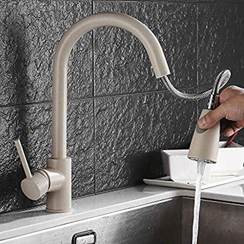 Mischbatterie, Küchenarmatur mit herausziehbarer Brause, Waschbecken, Waschbecken, Wasserhahn, Einhebelmischer für heißes und kaltes Wasser, drehbar, modernes, einfaches Quarz-Hotel-Restaurant