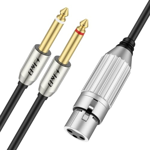 J&D Dual 1/4 auf XLR, XLR Buchse auf Dual 6,35 mm TS Mono Plug Stereo-Kabel, Y Splitter Mikrofonkabel für Lautsprecher, Verstärker, HiFi-Stereo-Audiosysteme, 1 Meter