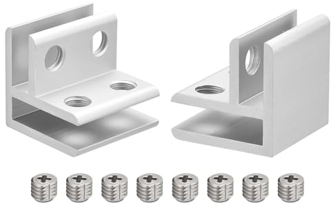 QUARKZMAN 90 Grad Glas-Klemme, 2 Stück für 4-8mm Aluminiumlegierung Glasregalstütze Doppelseitiger Glas-Halter für Schrank