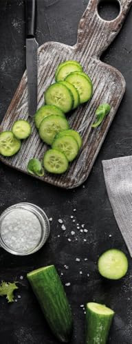 artissimo, Glasbild, 30x80cm, AG5450A, Essen und Trinken: Green kitchen I, Bild aus Glas, Küchendekoration, Wandbild Küche modern, Küchenbild schmal grün
