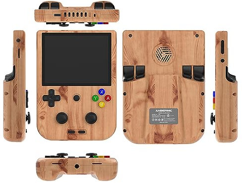 SXMA RG405V Retro Handheld Game Console Unisoc Tiger T618 Android 12 System 4Inch IPS Touch Screen Support 5G WiFi Bluetooth 5.0 256G TF Card 3172 Games 5500mAh Battery (Wood)