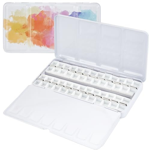 PH PandaHall Tavolozza Vuota per Acquerelli, Scatola per Colori, Grande Scatola di Vernice Colorata In Metallo Da Viaggio con 52 Mezza Pentola per Pittura, Schizzi, Disegni Artistici