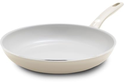 Greenpan Dover Healthy Ceramic Nonstick, 10 Frying Pan Skillet, PFAS-Free, Dishwasher Safe, Comfort Grip Handle, Cream White