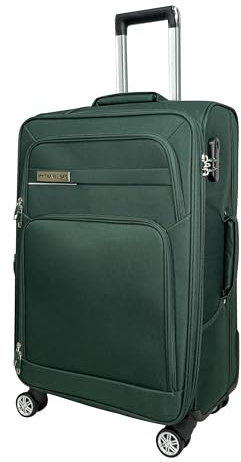 MY TRAVEL BAG Koffer Handgepäck Stoff Rollkoffer Reisekoffer Trolley Erweiterbar mit Zwillingsrollen (M/L/XL/XXL oder 4er Set) Weichgepäck (Smaragdgrün, Großer Koffer (75cm))