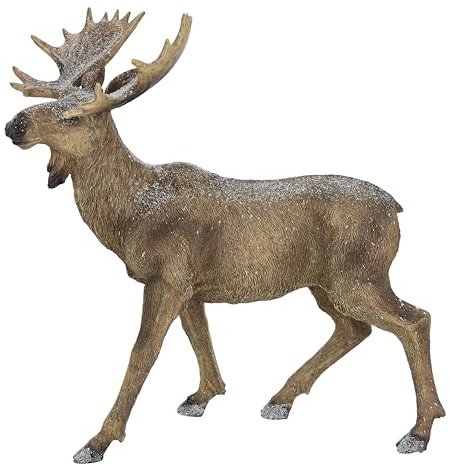 Elch Figur beschneit 34x35x19cm Rentier Dekofiguren Skulptur Statue Deko-Objekt Weihnachtsfigur Weihnachtsdeko Waldtier Statue Gartendeko Deko Tierfigur Rentier Hirsch Dekohirsch Hirschfigur Landhaus