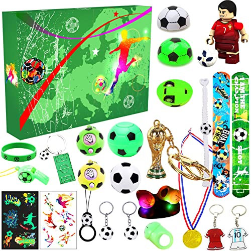 Adventskalender 2025, 24 Boxen, Weihnachts-WM-Fußball-Set, Weihnachts-Countdown-Adventskalender mit Fußball-Set, Geschenk für Kinder und Jugendliche