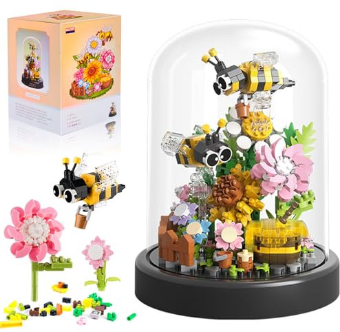 HGRGHH Blumenstrauß-Bauset, 588 Stück, Bausteine, Blumenstrauß, künstliche Blumen für den Innenbereich, manuelle Aktivität für Erwachsene, Geschenk, Heimdekoration