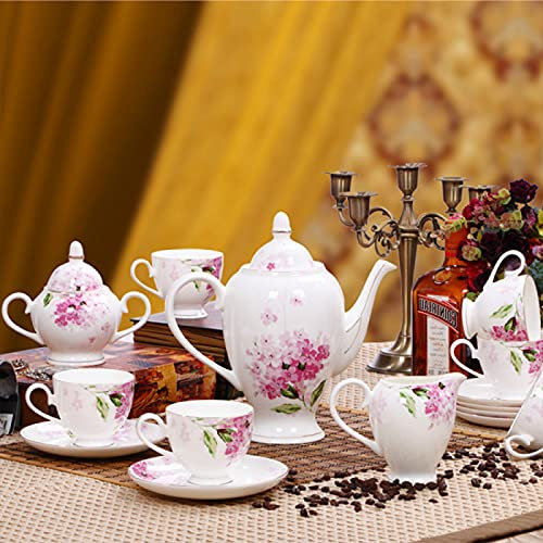 sjdoPulse 15 Pezzi Set da tè in Porcellana Britannica, Set da caffè in Porcellana con Fiori Vintage, Servizio da tè per Matrimoni per Adulti