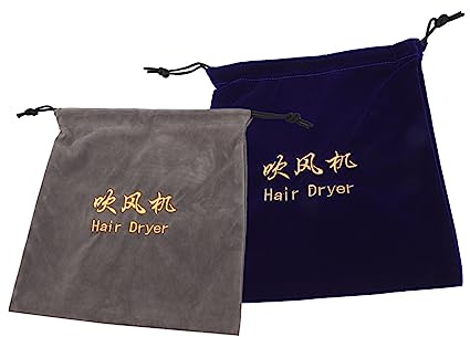 BELLIFFY Haartrocknertasche mit Kordelzug 2 Stück Beflockter Velours Aufbewahrungstasche für Haartrockner und Haartrockner Zubehör Geeignet zur Organisation von Haarstyling Zubehör