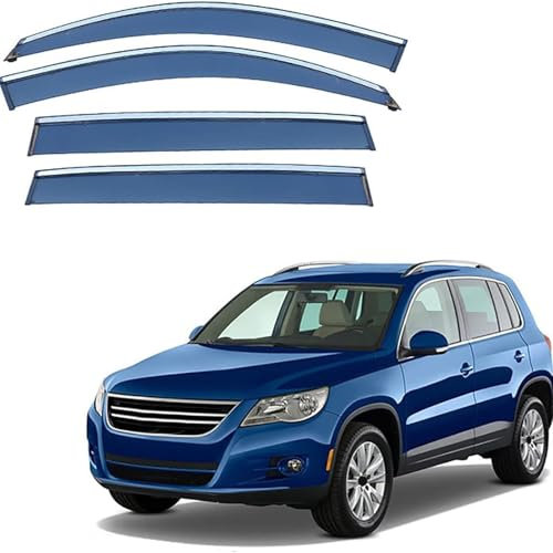 FSHWQR Windabweiser Autofenster für VW Tiguan MK1/5N 2007 2008 2009 2010 2011 2012 2013 2014 2015, Fenster Windabweiser Schutz vor Wind und Regen Auto Zubehör