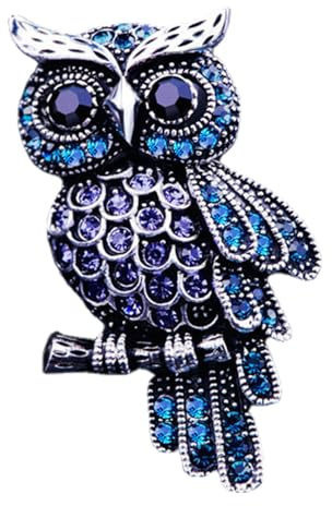 Broche de búho - Cristal de estrás - Pluma de búho | Broche de moda de búho de cristal, exquisito broche de diamante completo, broche de búho de moda, broche de belleza, broche de bufandas, chales