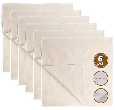 Etamine Alimentaire Cheesecloth 40x40cm Filtre Mousseline Alimentaire Réutilisables et lavables Mousseline de Coton Non Blanchi pour Filtrer tofu légumes Fromage Beurre Jus Lait de Noix-6 pièces