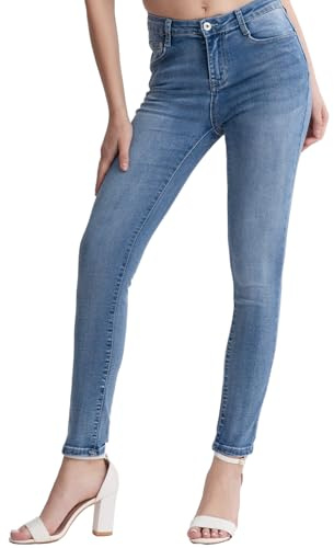 vittorio y Skinny Jeans Slim Fit Stretch Jeans Dam Push Up, Denim blå, XXL