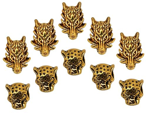 DECORNIJIA 10stücke Tierkopf Haarperlen Perlen Für Haarzöpfe Haarschmuck Für Zöpfe Haaranhänger Flechtzubehör Metallperlen Zopfperlen Haarschmuck Für Männer Haardekorationen
