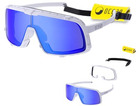 OCEAN LEUCATE Schwimmende polarisierte Sonnenbrille für Wassersport (Weiß/Blau)