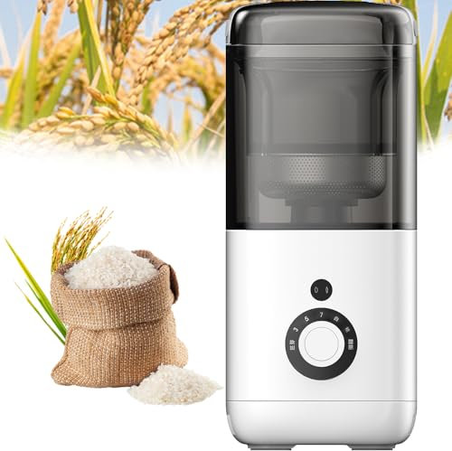 Rice Milling Machine - Automatic Portable Wheat Peeling Sheller with 7 Gears, Intelligent Timer, 480ml Capacity, Easy to Clean for Home Use