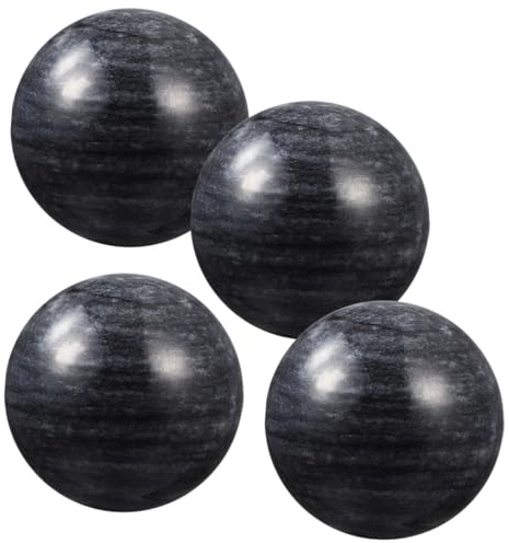 Handflächenmassageball 4 Stück Stein Glatt für Fingermassage | Tragbar, Schwarz, Kleine Kugeln, für Handgymnastik, Entspannende Nutzung, Geeignet für Ältere Menschen Zufällige Farbe