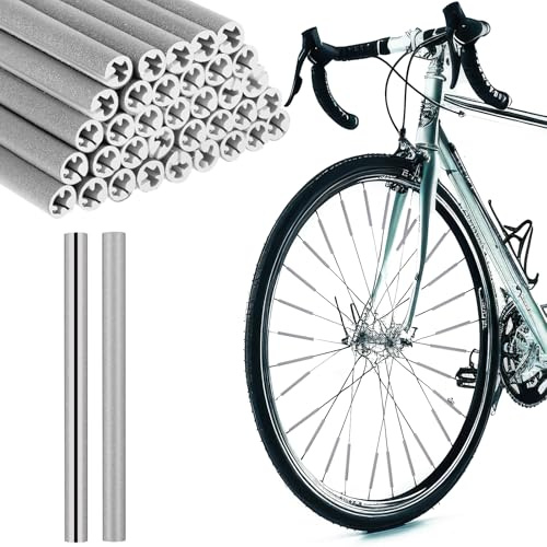 36Pcs Reflective Spoke Covers for Bicycle, 360° Visibility 2.9Inch Bike Spoke Reflectors for Night Riding, Bike Wheel Reflector Tube Reflective Spokes Skins Wheel Decoration Reflectors （Silvery）