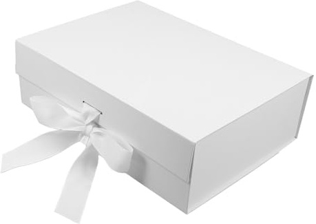 OFFSCH Magnetische Faltbare Geschenkbox mit Weißem Schmetterlingsknoten Elegante Verpackung für Brautjungfern Hochzeit Geburtstag Muttertag Praktische Große und Kleine Geschenkbox