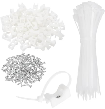 sourcing map Juego de 100 soportes tipo sillín de 1.2 pulgadas con bridas de cremallera de cable de 6 pulgadas y tornillos de rosca M5, juego de abrazaderas de soporte organizador de cables, color