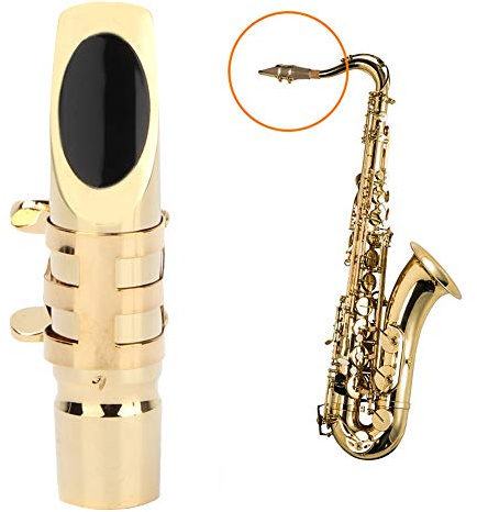 RiToEasysports Robustes Altsaxophon-Mundstück aus Messing und Metall. Zartes Design, Lieferung mit Pads. Saxophon-Zubehör für Saxophonisten (7C)