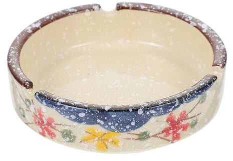 ANDRESLAD Cenicero de Cerámica Japonés Vintage con Ranuras para Cigarrillos Multifuncional para Mesa y Hogar Diseño Decorativo Resistente y Compacto