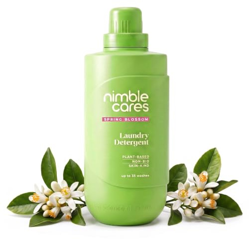 nimble cares Spring Blossom Laundry Detergent, Vegan, 800ml - nimble cares | Plant-based, non-toxic, allergen-free fragrance, dermatologically tested, family safe, gentle on skin, eco-friendly, nimble