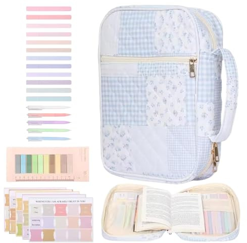 Bibeltasche – 29 × 22,6 × 8,1 cm große Kapazität, schützende Baumwoll-Tragetasche, wiederverwendbare Buchaufbewahrung mit Griff und Halterung für Studienbedarf | Ideal p