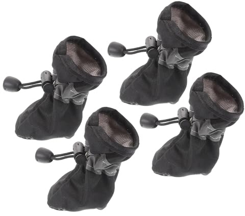 Beavorty 4 Stück-Pack Chihuahua Hundeschuhe und rutschfest mit Weichem Flexiblem Stoff für Outdoor Abenteuer Kleiner Hunde in Schwarz