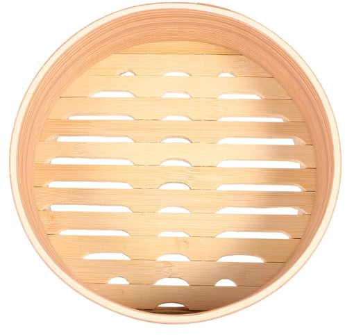TOPBATHY Bambusdämpfer Dampfgarer aus Natürlichem Bambus für Gemüse und Brot zum Kochen und Aufwärmen Leicht zu Tragen und Einfach zu Verstauen 19cm
