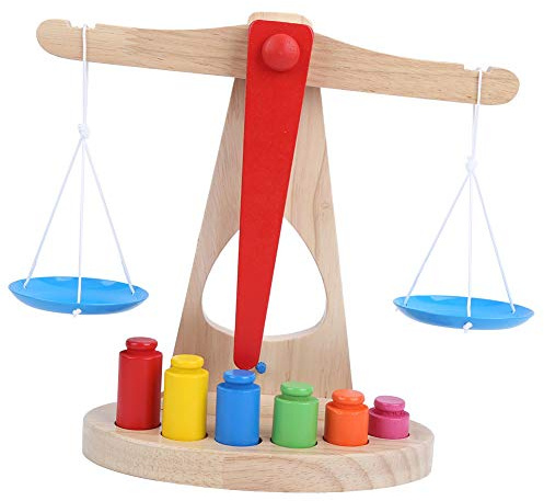 Stylebest Trävågar Våg Våg Pedagogisk Leksak för Barn Lär Sig Matematik 3 år och Uppåt Miljövänligt gummiträ 1 Set