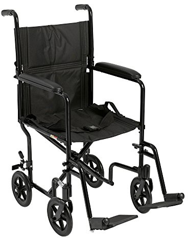 Drive Medical ATC19-BK Lightweight Aluminum Transport Wheelchair with Swing-Away Footrest, Black
