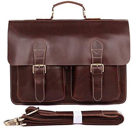 Unbekannt Leder Aktenkoffer, Aktentasche, Business/Laptoptasche DIN A4 geeignet (40/28/ 10 cm) Hochwertig Rotbraun, Italy