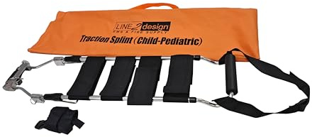 LINE2design Traction Splint Child-Pediatric - Portable Lightweight Immobilization System First Aid Splint with Carrying Case - Patient Transport Adjustable Ankle Straps to Reduce Pain & Bleeding