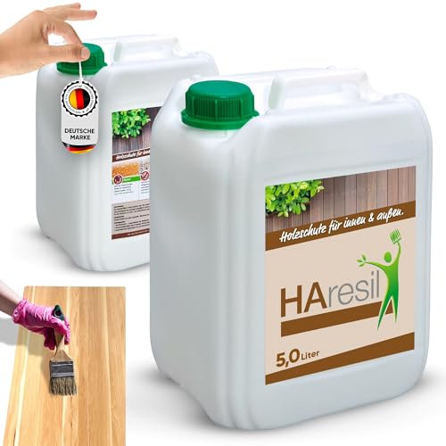 HAresil BASIC eco Holzschutz 5 Liter - Holzwurm & Holzbohrkäfer - Innen- und Außen - langlebiger, widerstandsfähiger, tiefenwirksamer und effektiver Holzschutz - Holzbauten, Terrassen, Holzoberflächen