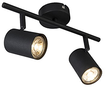 Qazqa Verstellbarer Deckenstrahler, Deckenspot - Jeana - Schwarz, max. 35W, Geeignet für LED, 33cm, 2-flammig, Ideal als Wohnzimmerlampe, Küche lampe und
