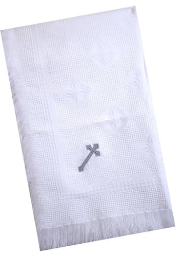 Babyprem Bebé Manta Manita Chal de Punto Infantil Bautismo Cruz 122cm Blanco