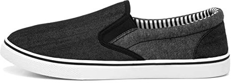 Red Fish Bryce Mens Black and Grey Slip On Canvas - Size 8 UK - Black