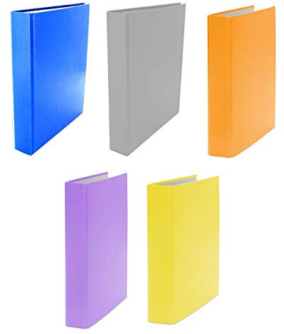 5x Ringbuch / DIN A5 / 4-Ring Ordner / je 1x hellblau, grau, gelb, lila, orange
